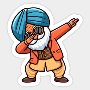 A punjabi old man dabbing - cheerful life Sticker